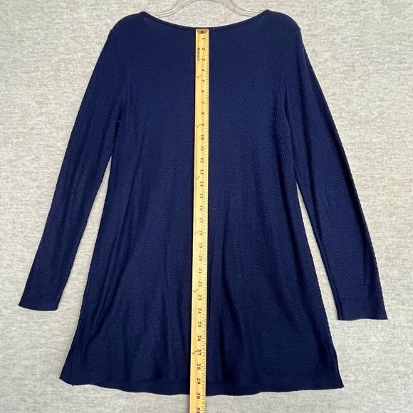 J. Jill Knit Sweater Tunic Women's Small Blue Cotton Rayon Textured Long Sleeves - Picture 7 of 11